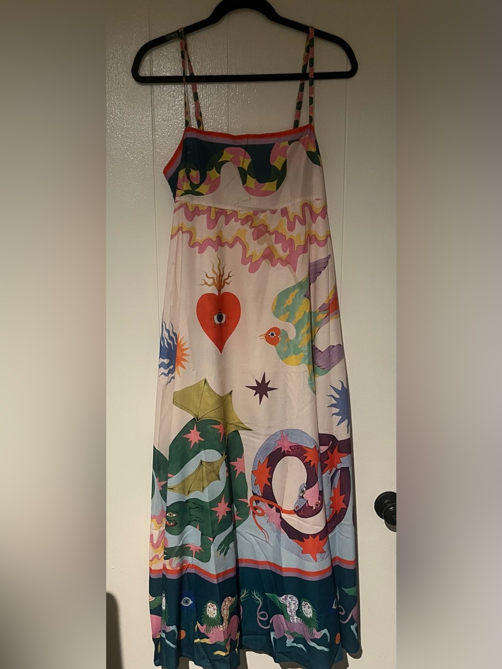 Women's Multicolor Graphic Maxi Dress- size large